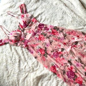 Dress Crystal Doll floral high split dress NWT